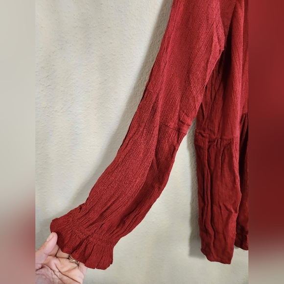 American Eagle red boho blouse top size large - Picture 2 of 6